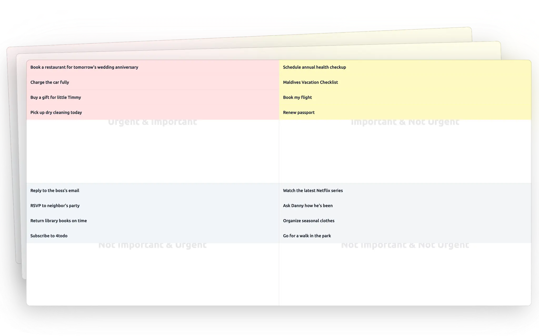 4todo Eisenhower Matrix to-do list preview